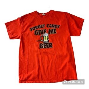 Graphic T-shirt Beer Orange Halloween Unisex Size L